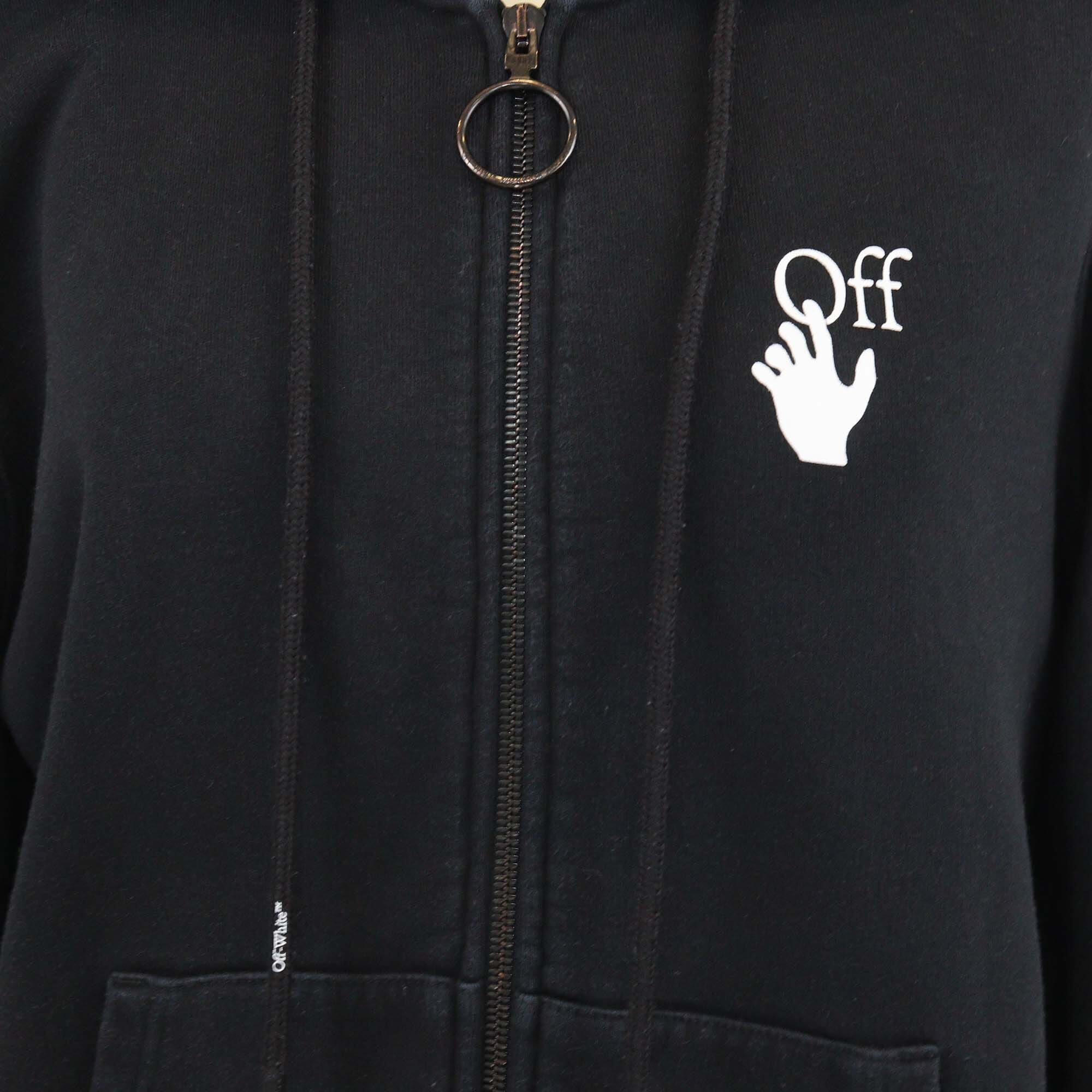 Off-White Black Caravaggio Lute Zipped Hoodie Jacket Mens Off White 