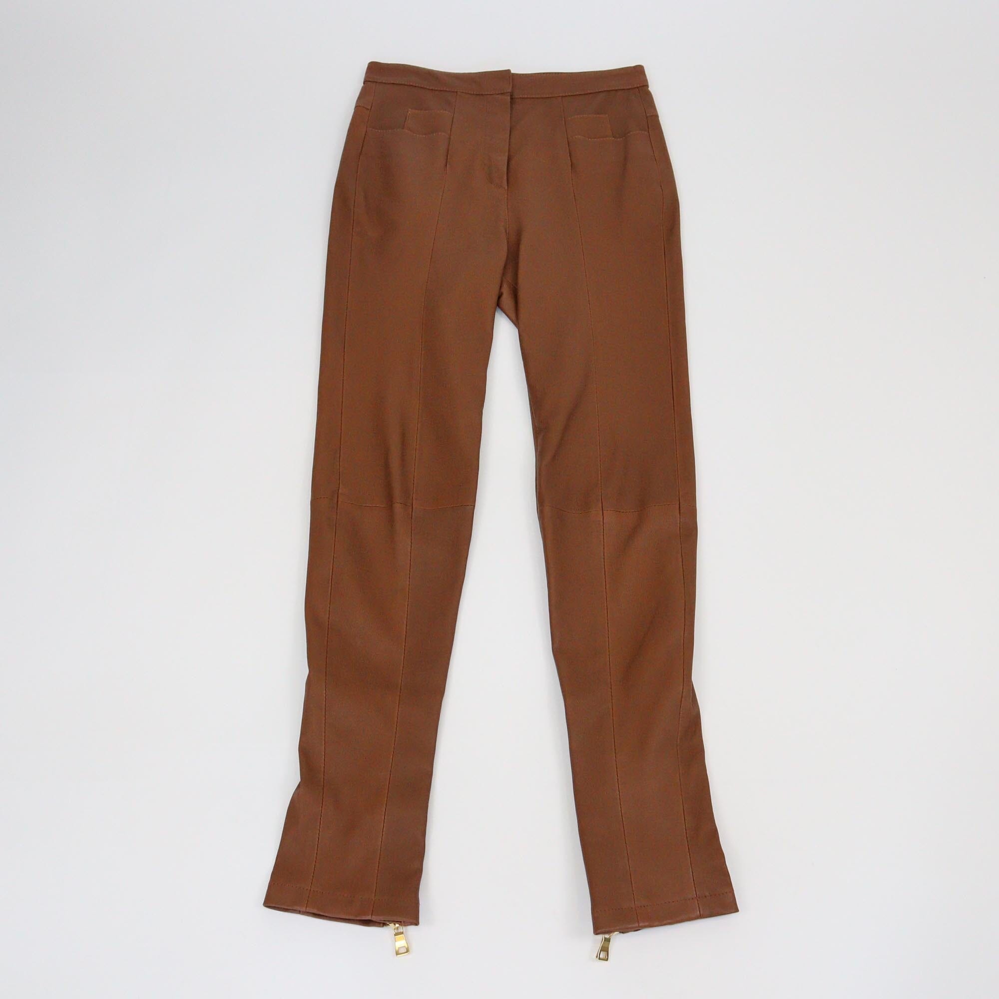 Balmain Brown Pocket Detailed Skinny Leg Pants Womens Balmain 