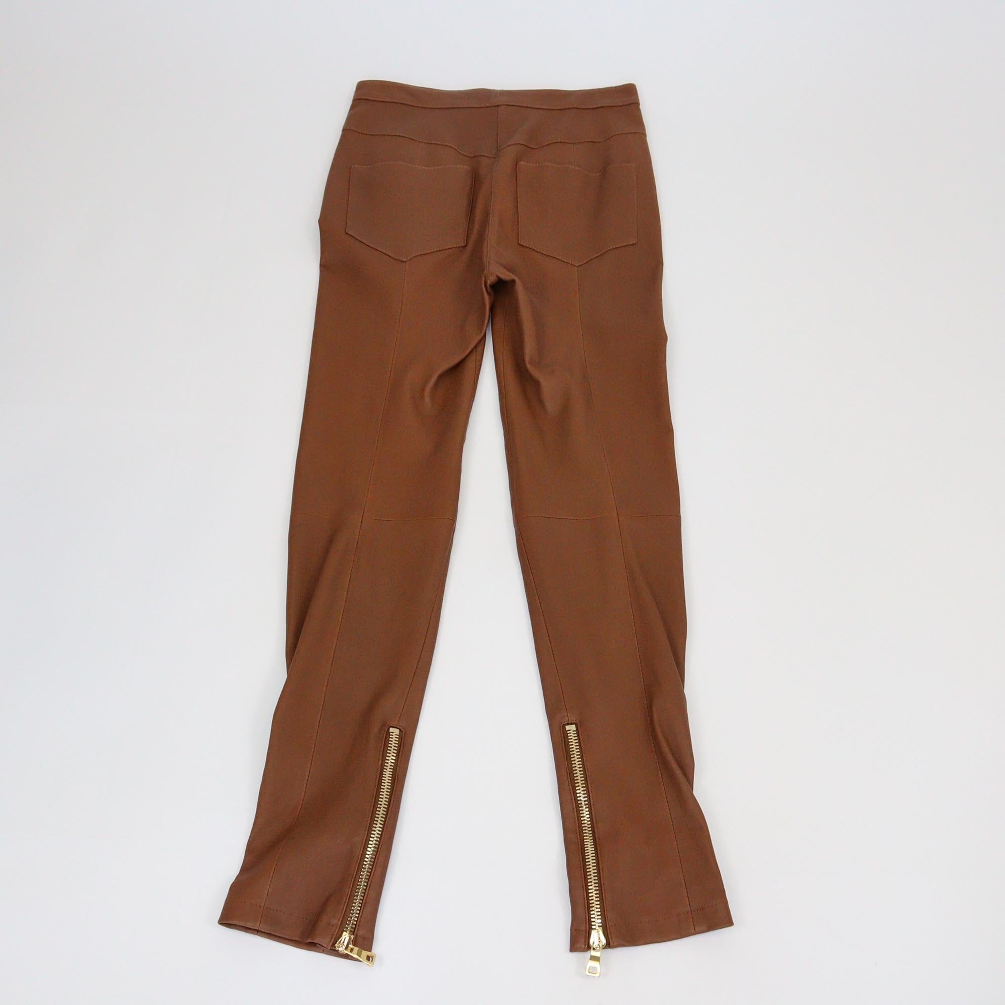 Balmain Brown Pocket Detailed Skinny Leg Pants Womens Balmain 