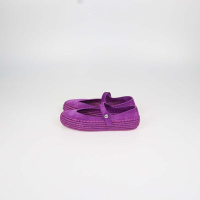 Loewe Orchid Suede and Raffia Rio Mary Jane Ballet Flats