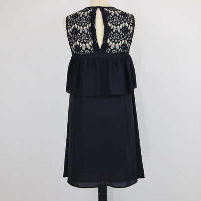 Claudie Pierlot Navy Blue Blend Cotton Lace Richie Midi Dress