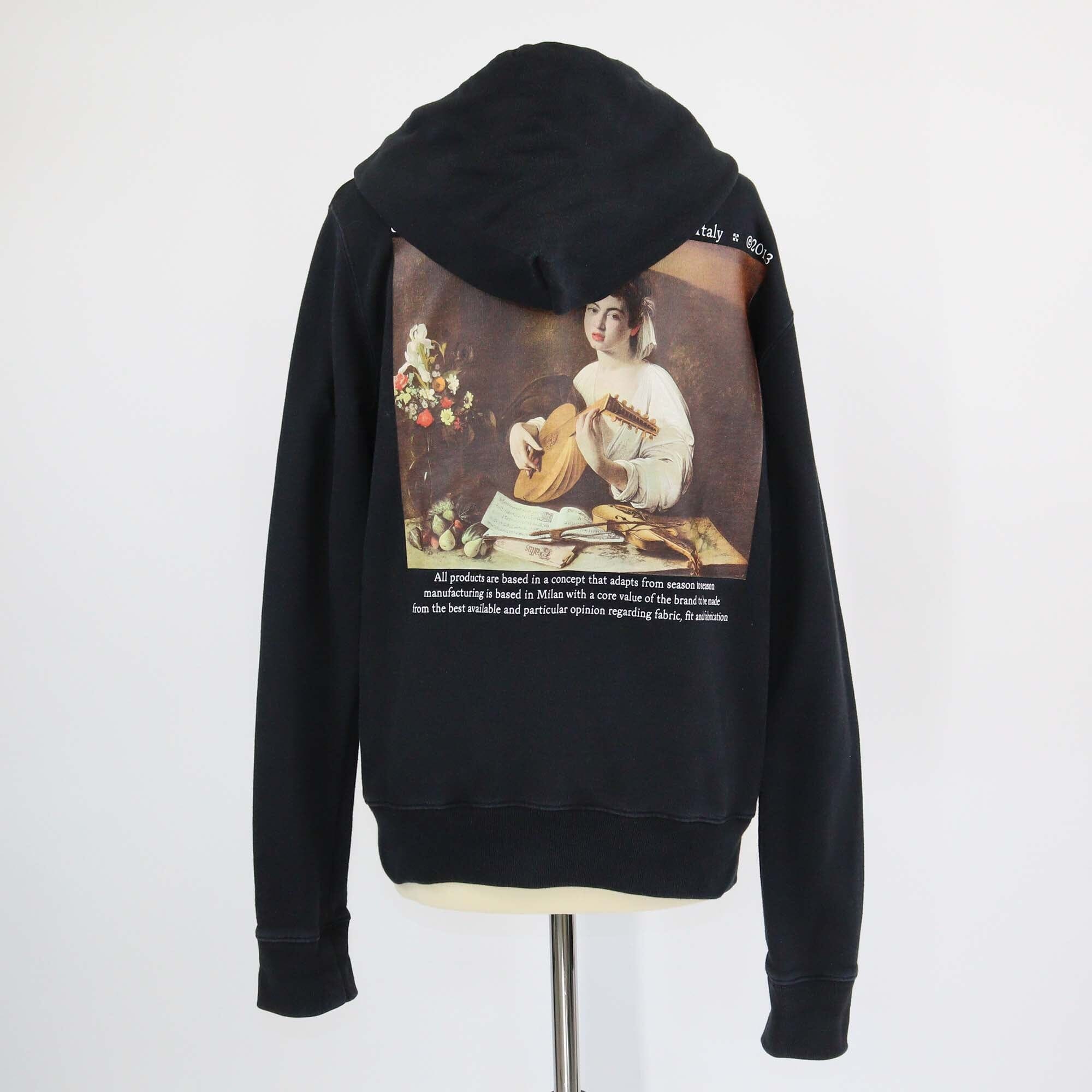 Off-White Black Caravaggio Lute Zipped Hoodie Jacket Mens Off White 