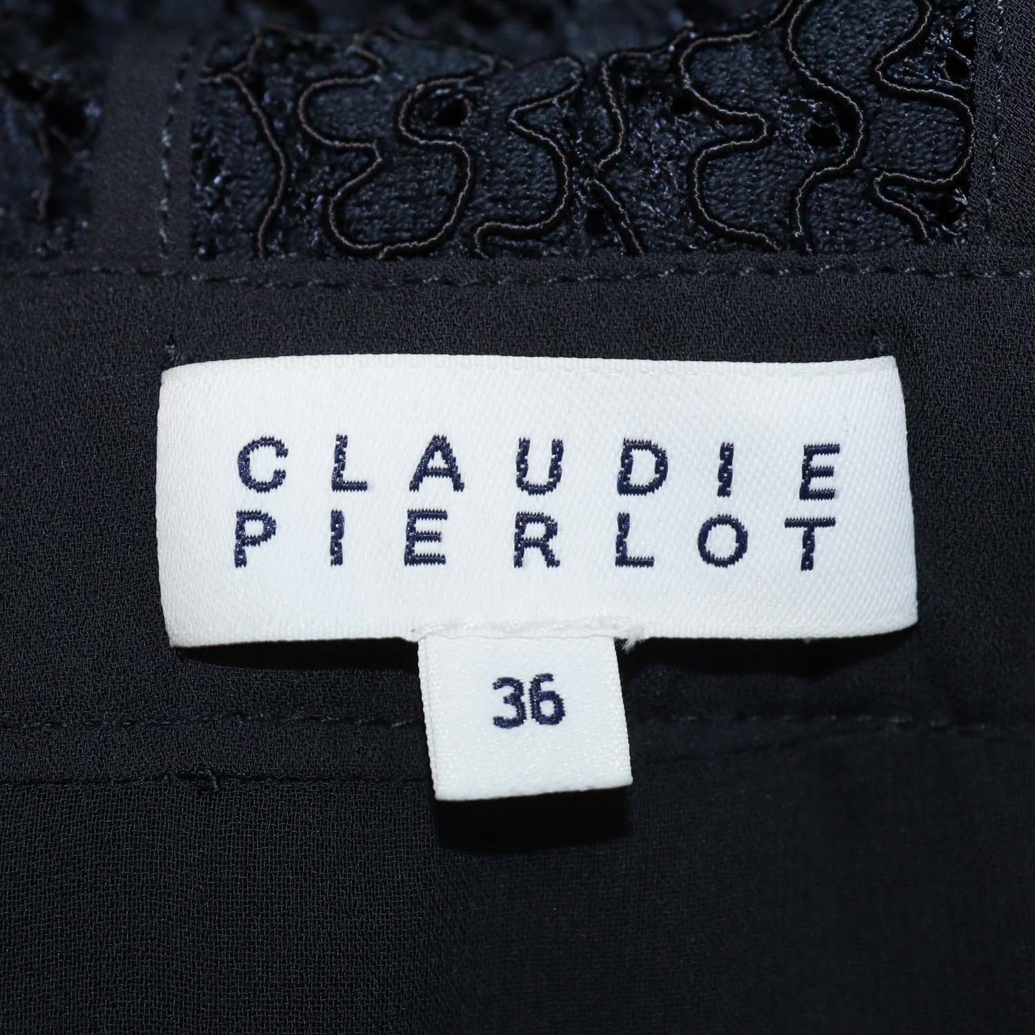 Claudie Pierlot Navy Blue Blend Cotton Lace Richie Midi Dress