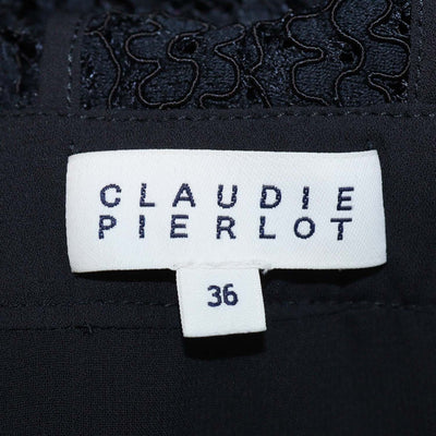 Claudie Pierlot Navy Blue Blend Cotton Lace Richie Midi Dress