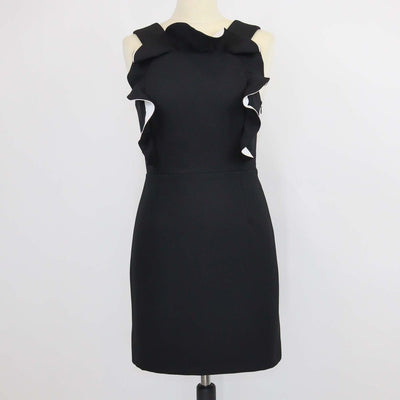 Claudie Pierlot Black/White Ruffled Midi Dress
