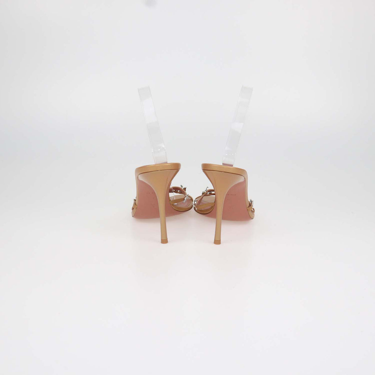 Amina Muaddi Gold Leather Butterfly Crystal Debora Slide Sandals