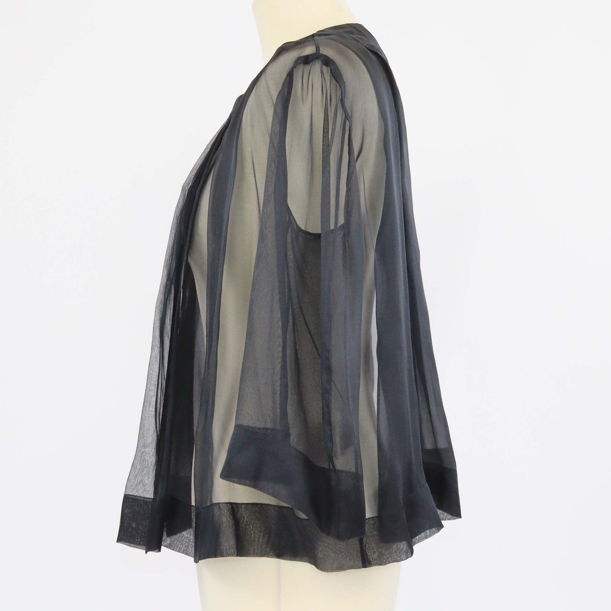 Yves Saint Laurent Black Ruched Sheer Edition Soir Blouse Womens Yves Saint Laurent 