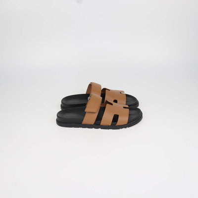 Hermes Naturel Leather Chypre Sandals