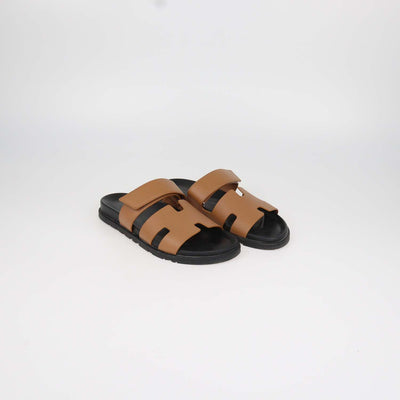 Hermes Naturel Leather Chypre Sandals