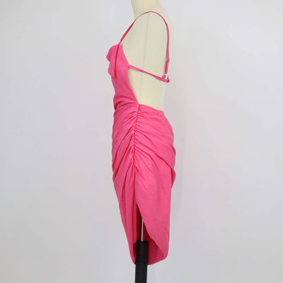 Jacquemus Pink Blend Viscose Le Raphia Mini Dress