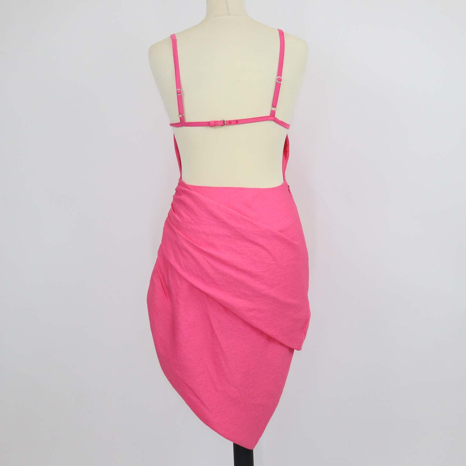 Jacquemus Pink Blend Viscose Le Raphia Mini Dress