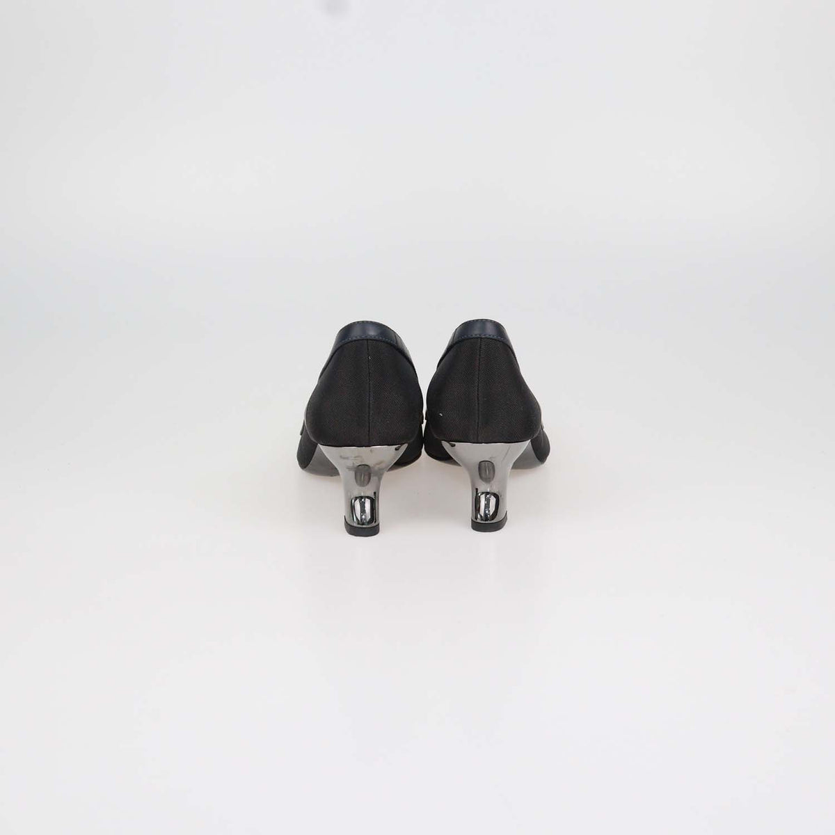 Fendi Navy Blue, Black Mesh and Leather Colibri Pointed Toe Pumps