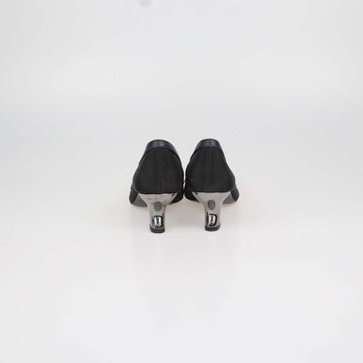 Fendi Navy Blue, Black Mesh and Leather Colibri Pointed Toe Pumps