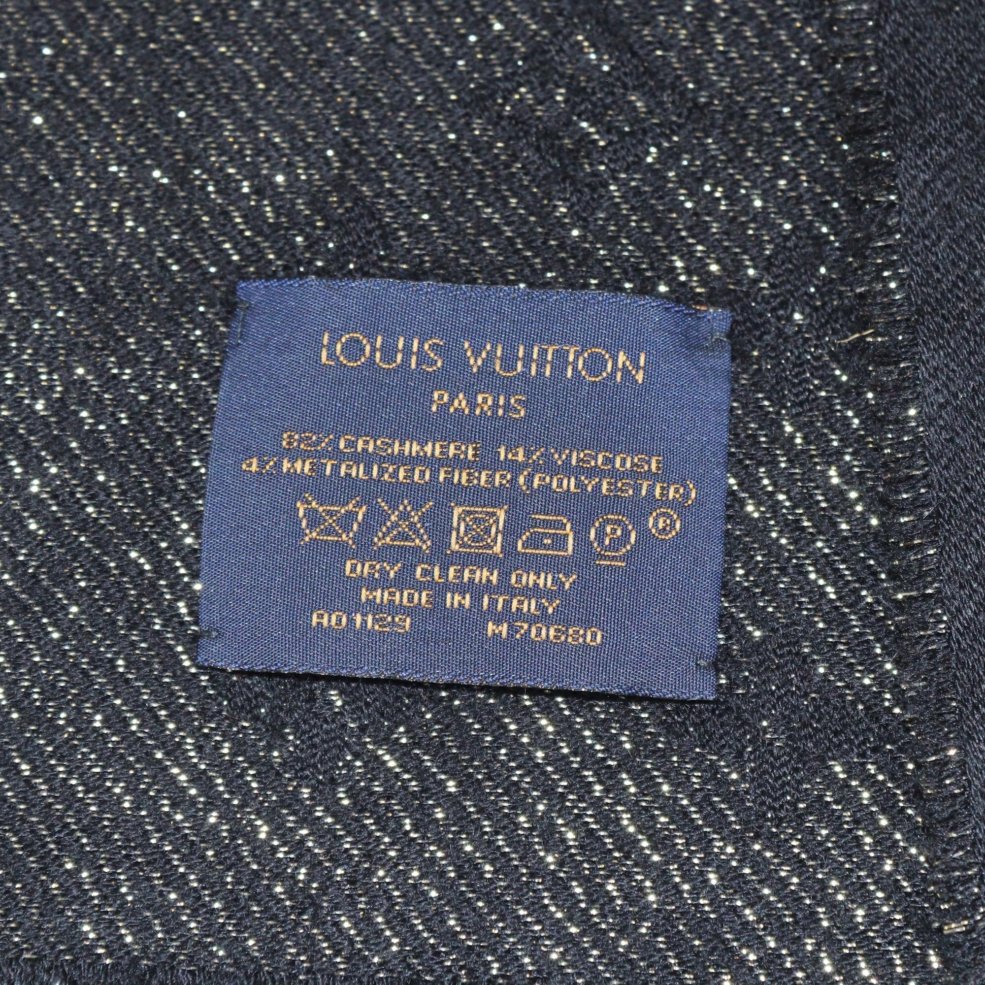 Louis Vuitton Black /Gold Logomania Shine Scarf Womens Louis Vuitton 