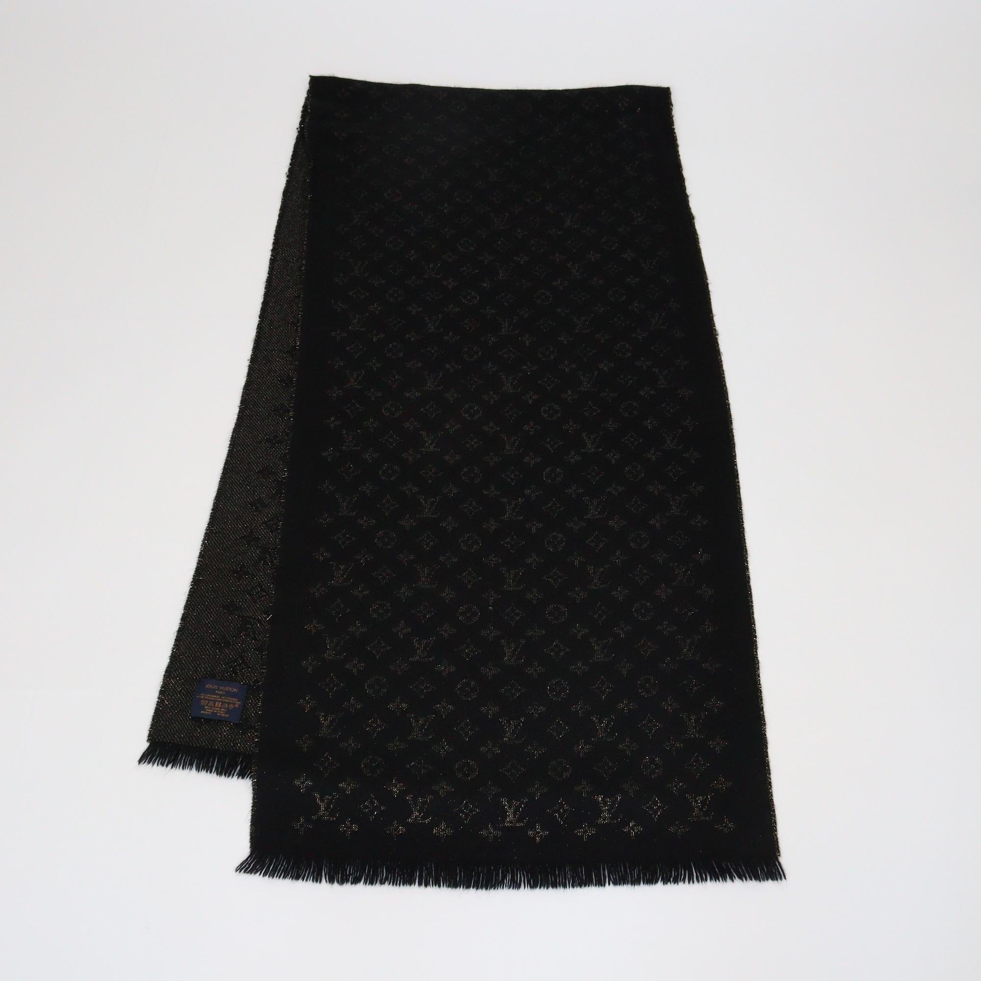 Louis Vuitton Black /Gold Logomania Shine Scarf Womens Louis Vuitton 