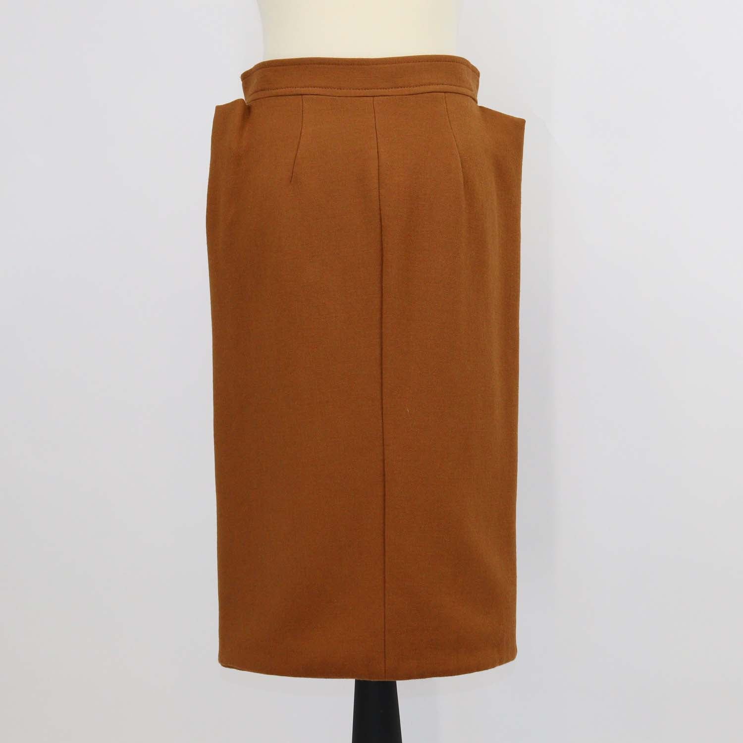 Bottega Veneta Brown Wool Button Front Midi Skirt