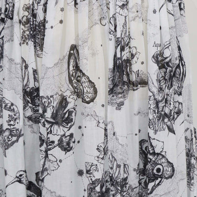 Christian Dior White/Black Toile Zodiac Printed Cotton Flared Skirt