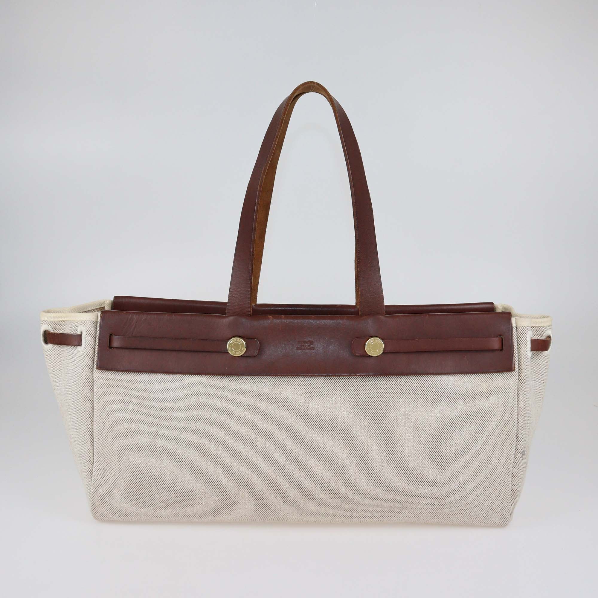 Hermes Beige/Brown Herbag Cabas MM Tote