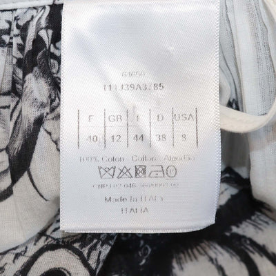 Christian Dior White/Black Toile Zodiac Printed Cotton Flared Skirt
