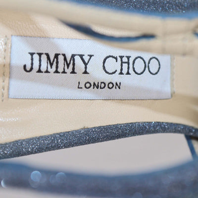 Jimmy Choo Blue Glitter Leather Lancer Pumps