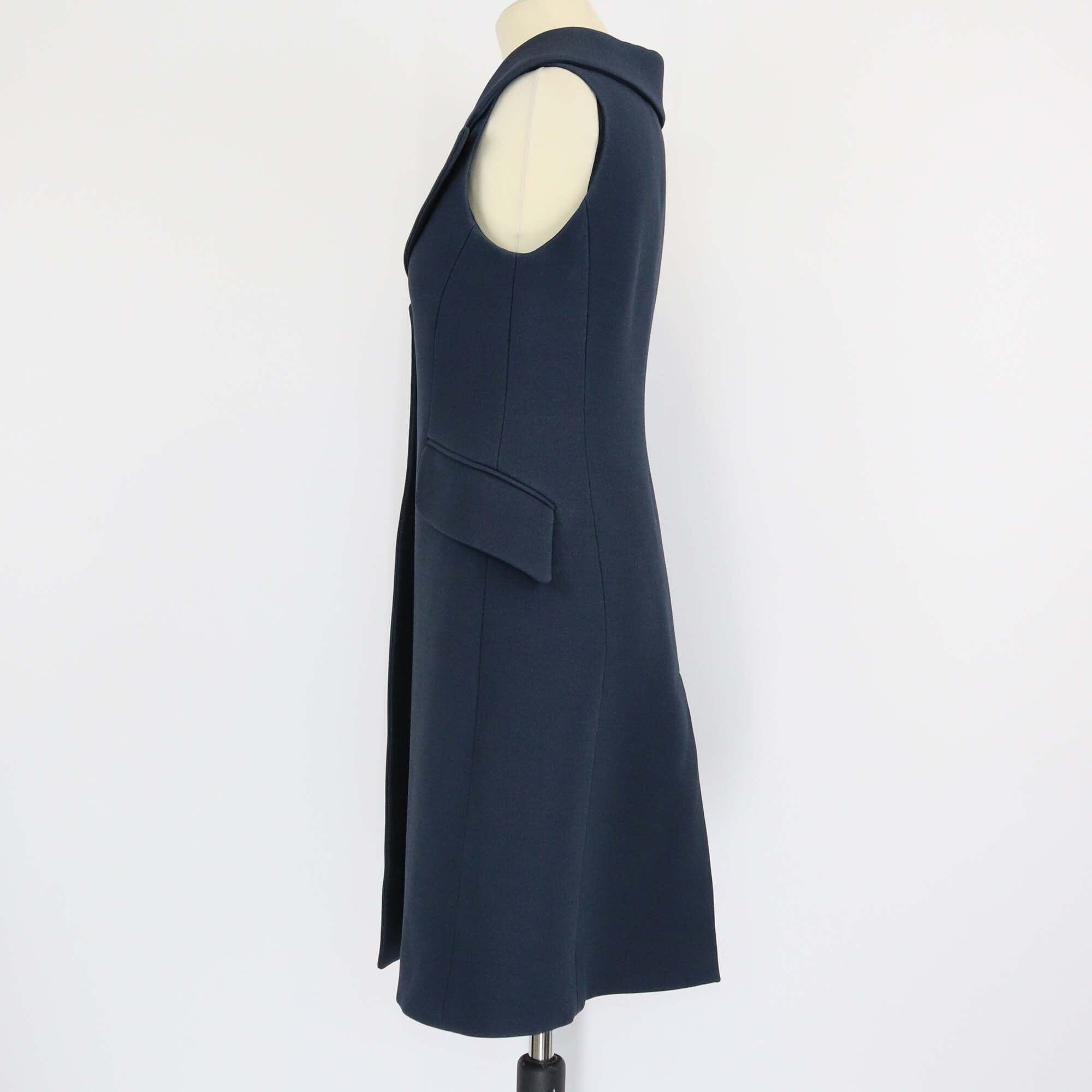 Christian Dior Navy Blue Vest Wool Dress Womens Christian Dior 