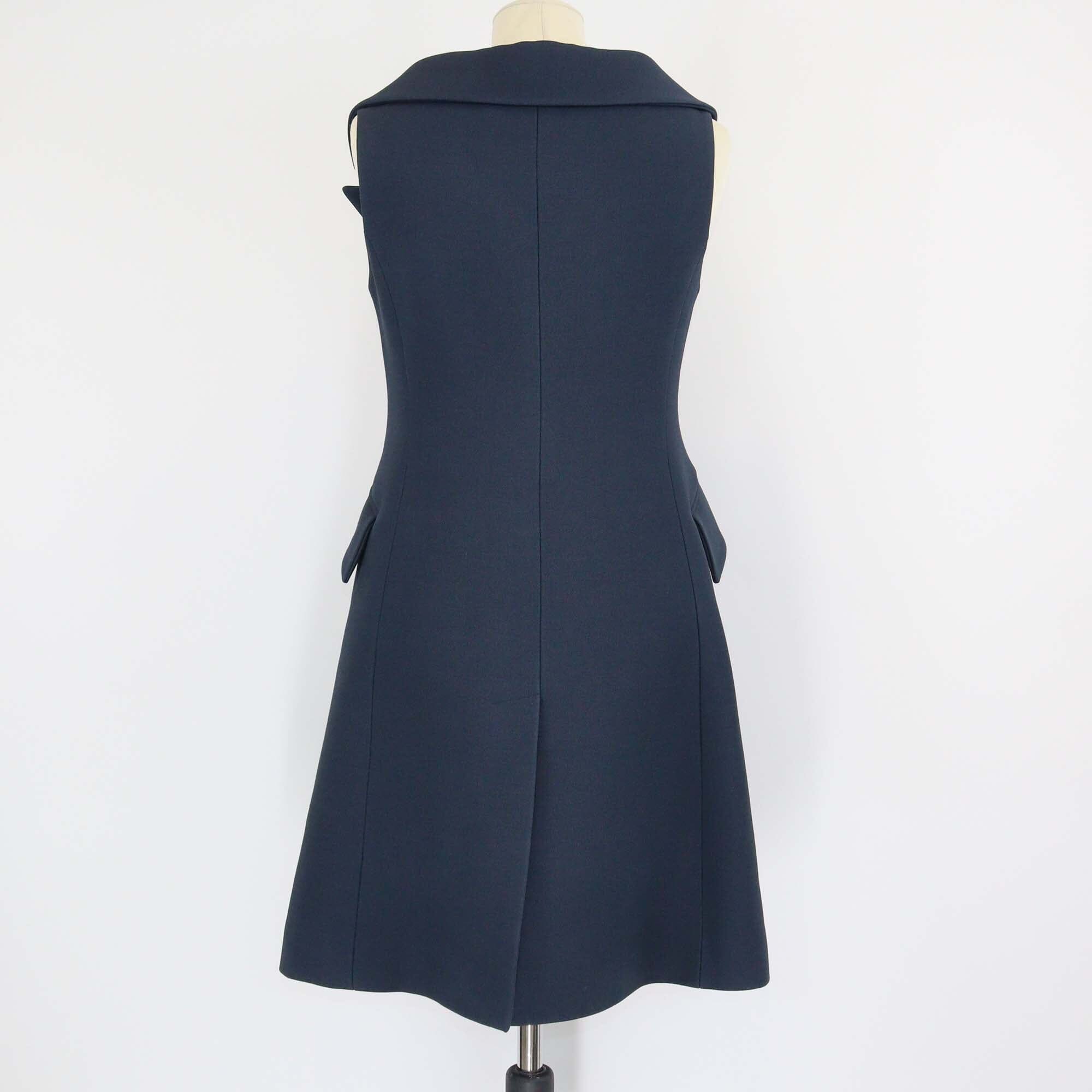 Christian Dior Navy Blue Vest Wool Dress Womens Christian Dior 