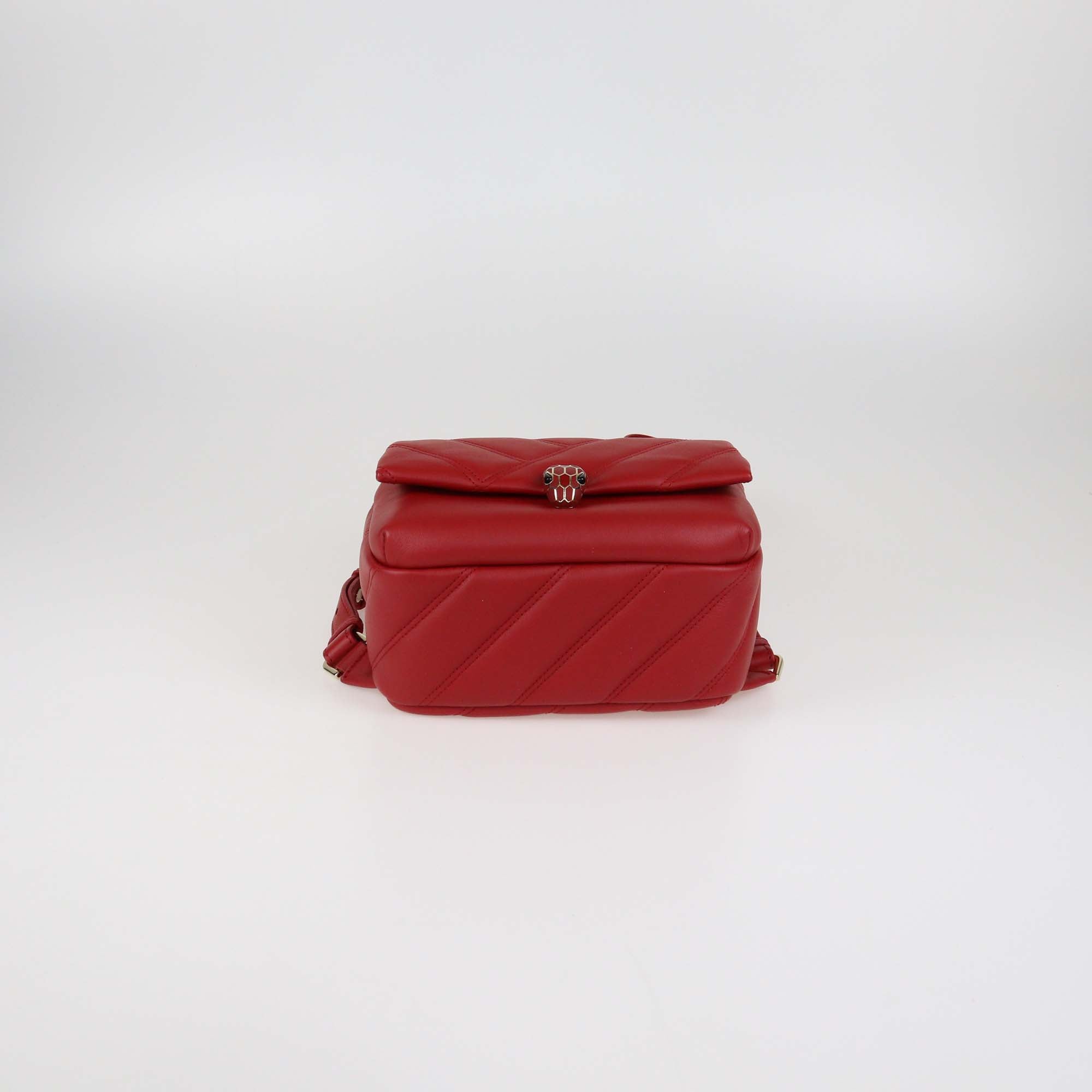 Bvlgari Red Leather Serpenti Cabochon Backpack