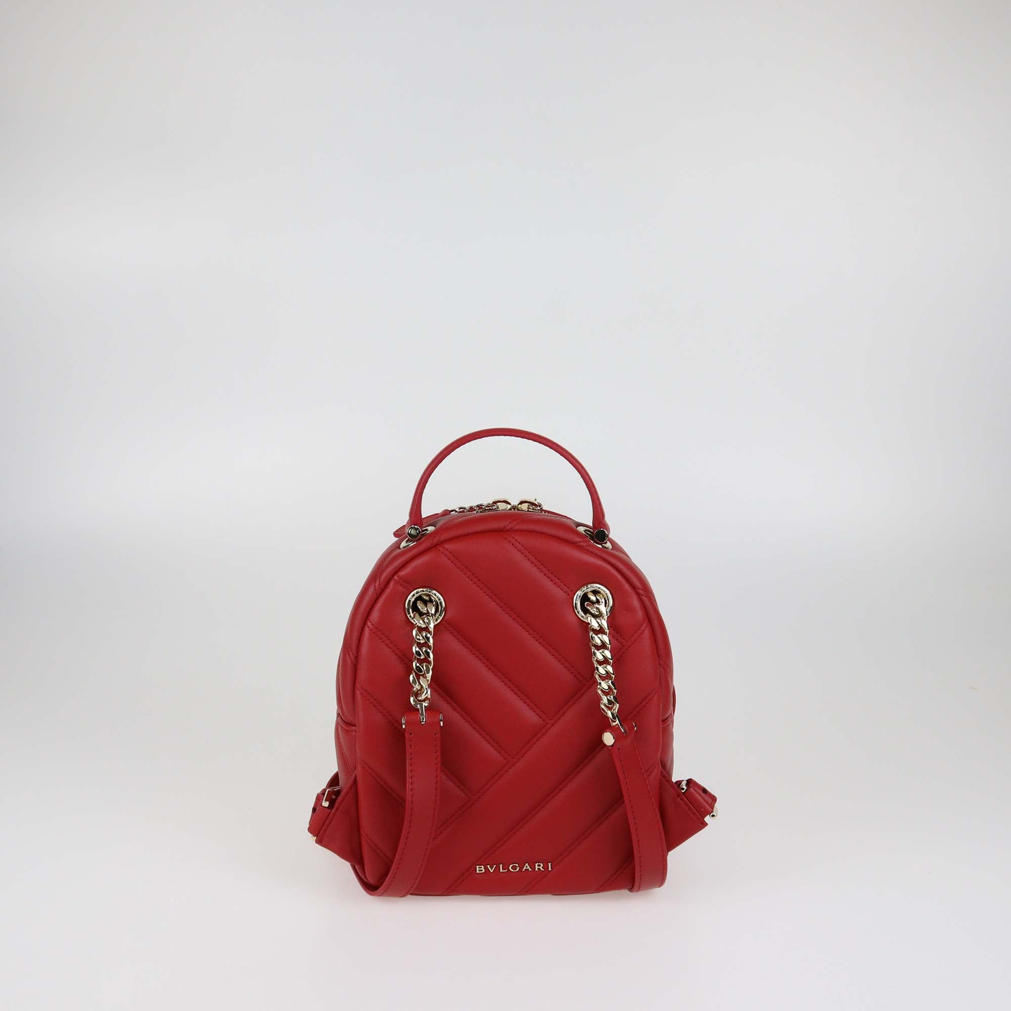 Bvlgari Red Leather Serpenti Cabochon Backpack