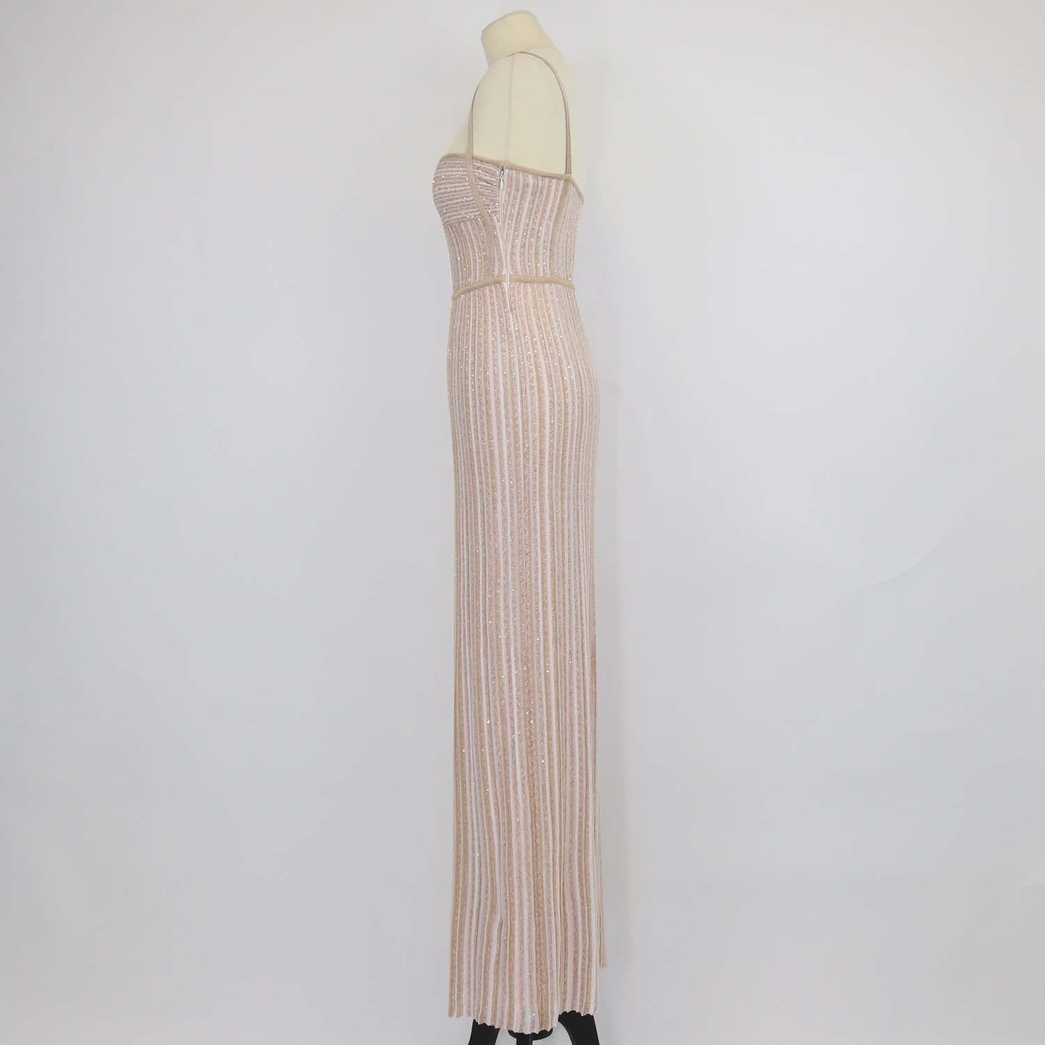 Missoni Beige/Pink Viscose Sequin Sleeveless Long Dress