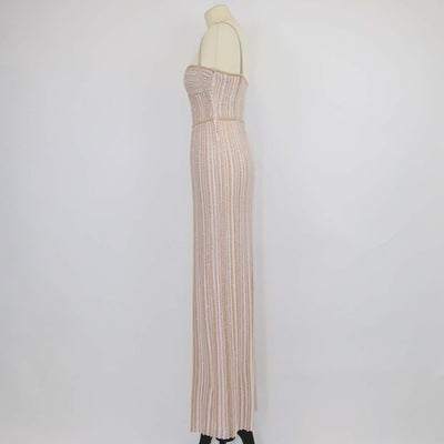Missoni Beige/Pink Viscose Sequin Sleeveless Long Dress