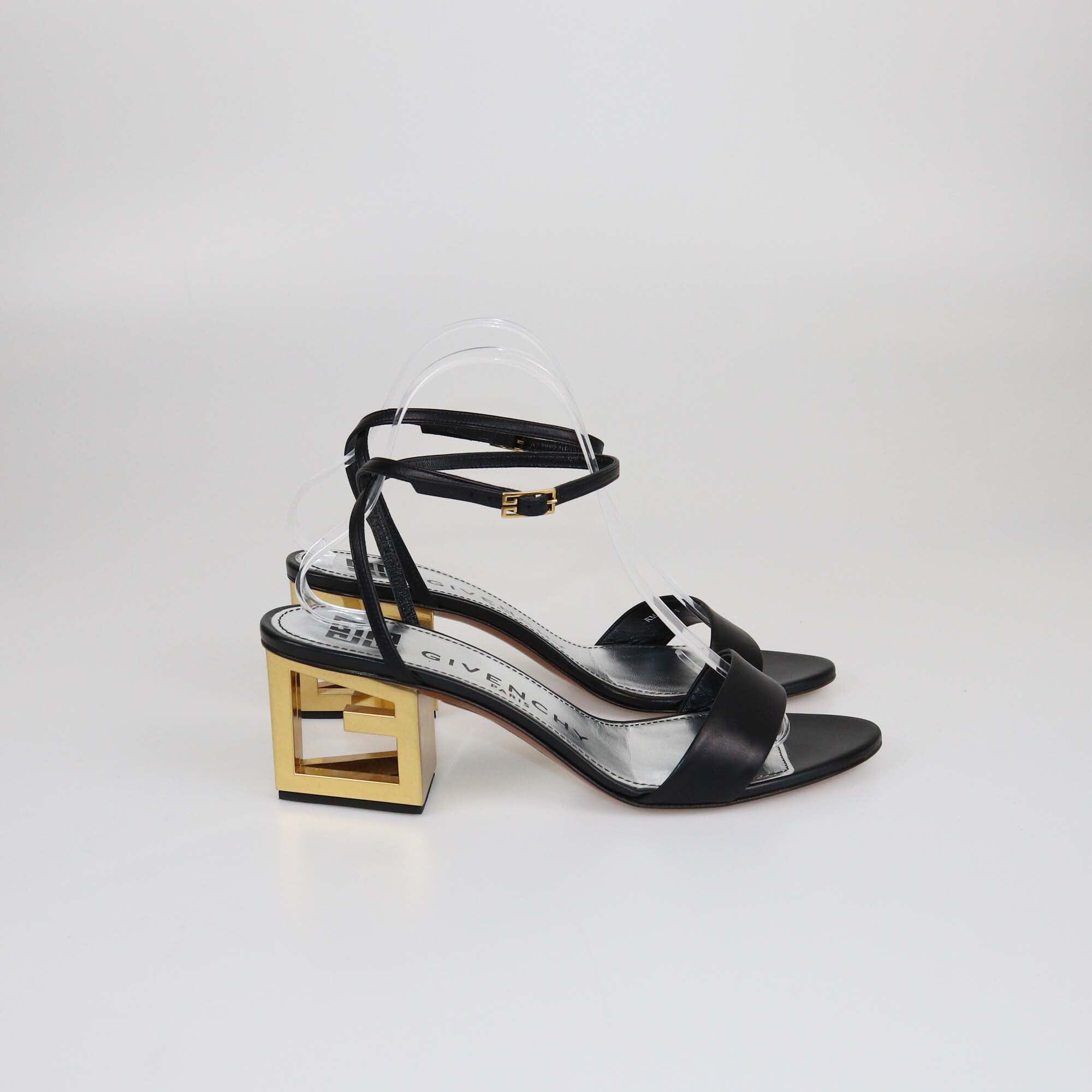 Givenchy Black G Heel Ankle Strap Sandals Womens Givenchy 