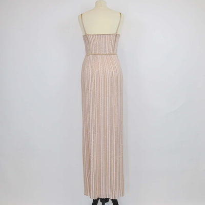 Missoni Beige/Pink Viscose Sequin Sleeveless Long Dress