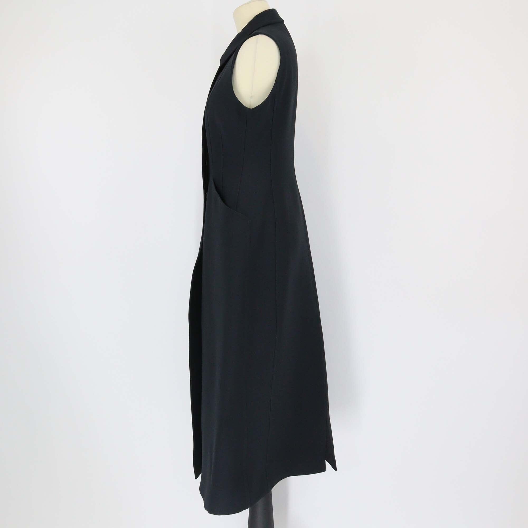 Christian Dior Black Midi Length Coat Wool Dress Womens Christian Dior 