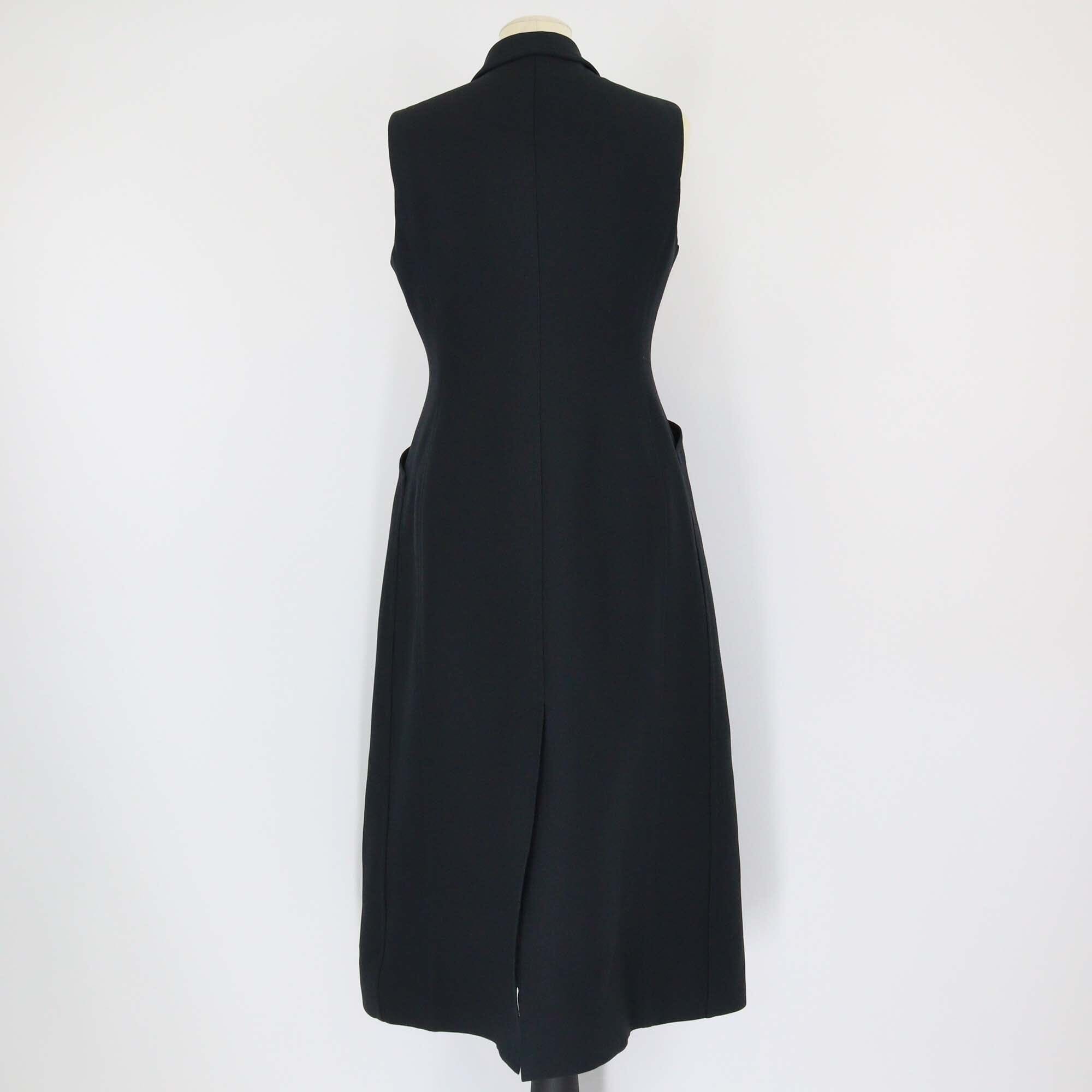 Christian Dior Black Midi Length Coat Wool Dress Womens Christian Dior 