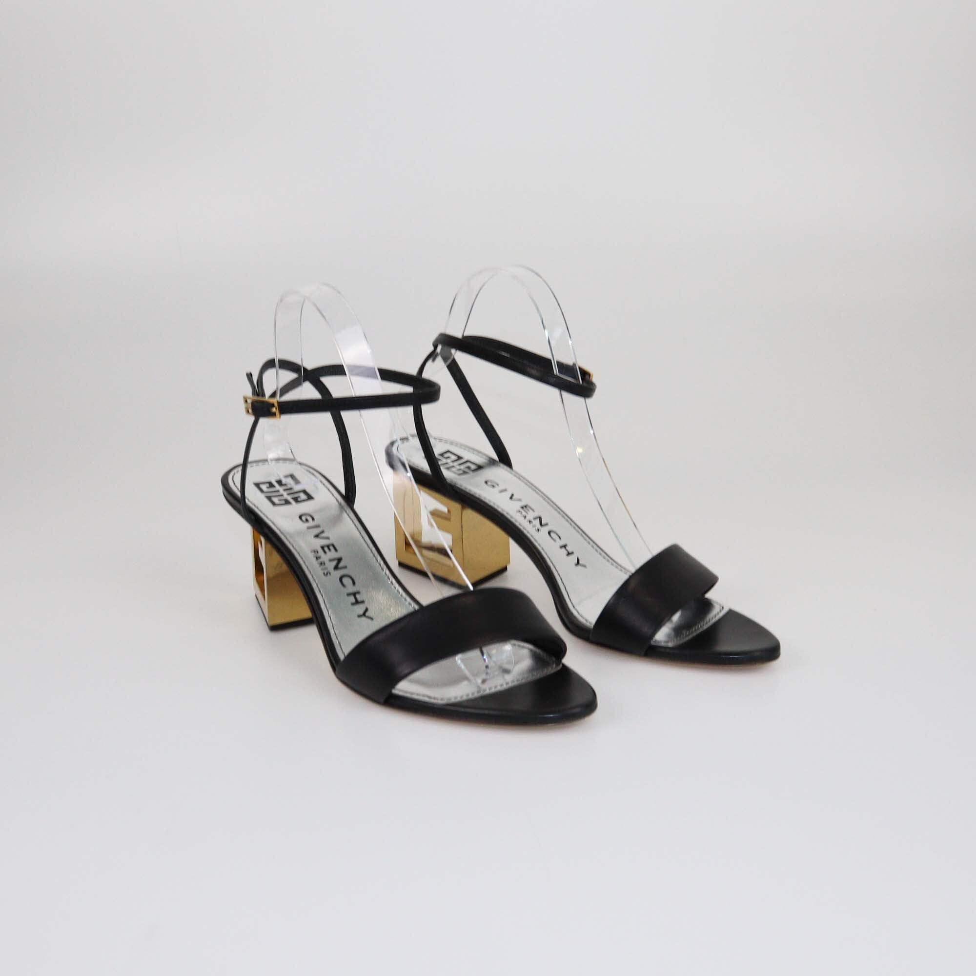 Givenchy Black G Heel Ankle Strap Sandals Womens Givenchy 