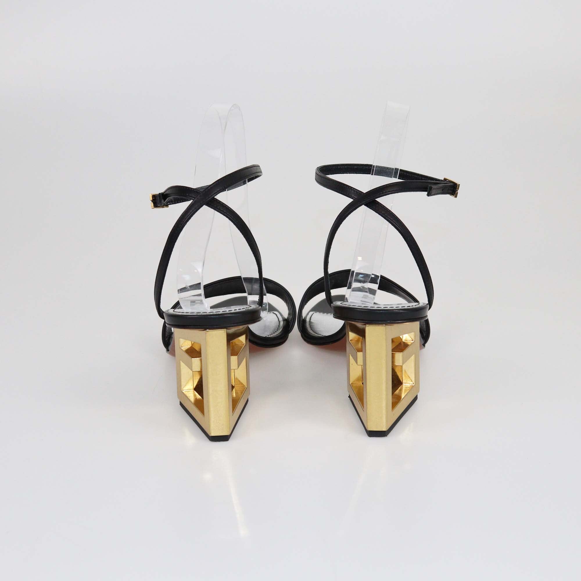 Givenchy Black G Heel Ankle Strap Sandals Womens Givenchy 