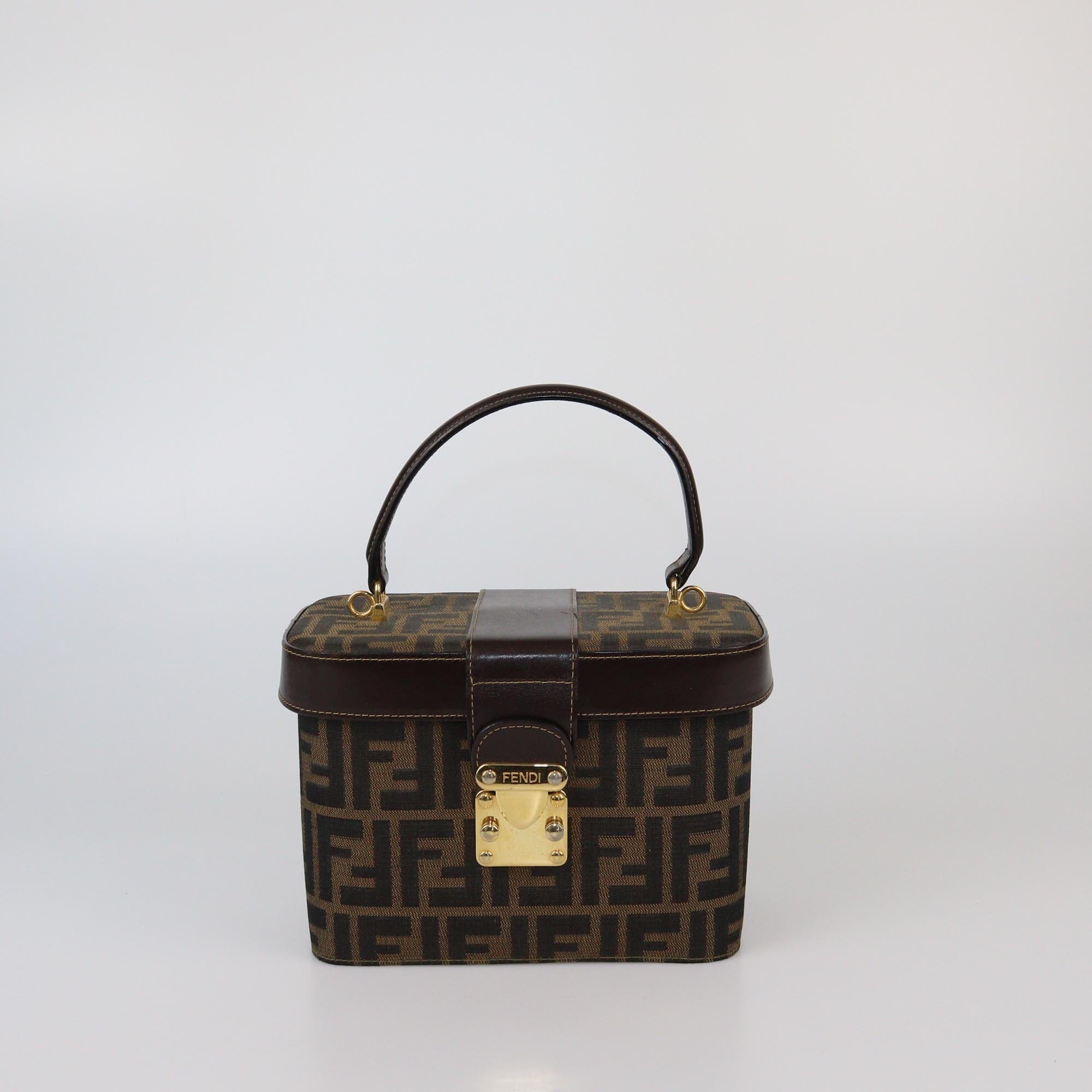 Fendi Brown Zucca Canvas Vanity Bag Womens Fendi 