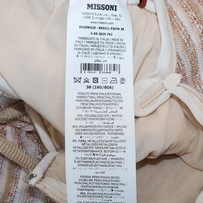 Missoni Beige/Pink Viscose Sequin Sleeveless Long Dress