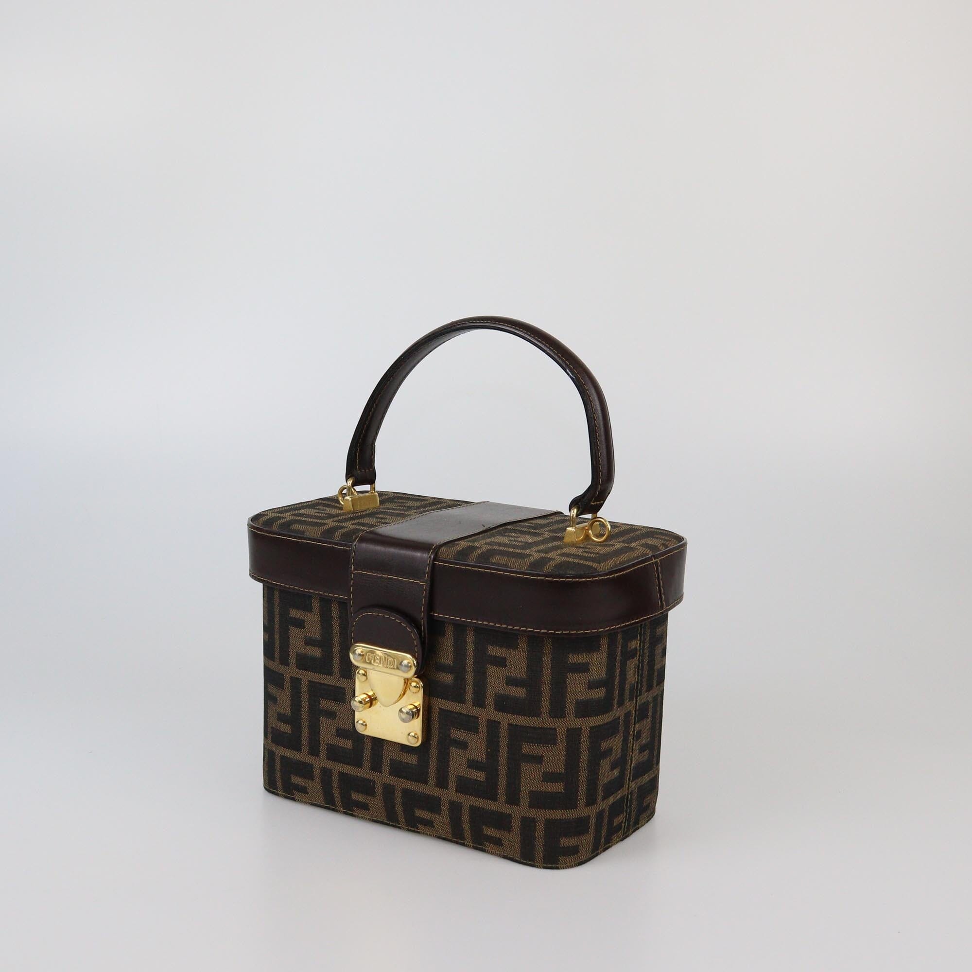 Fendi Brown Zucca Canvas Vanity Bag Womens Fendi 
