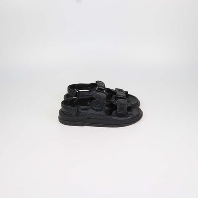 Chanel Black Quilted Leather Dad Sandals