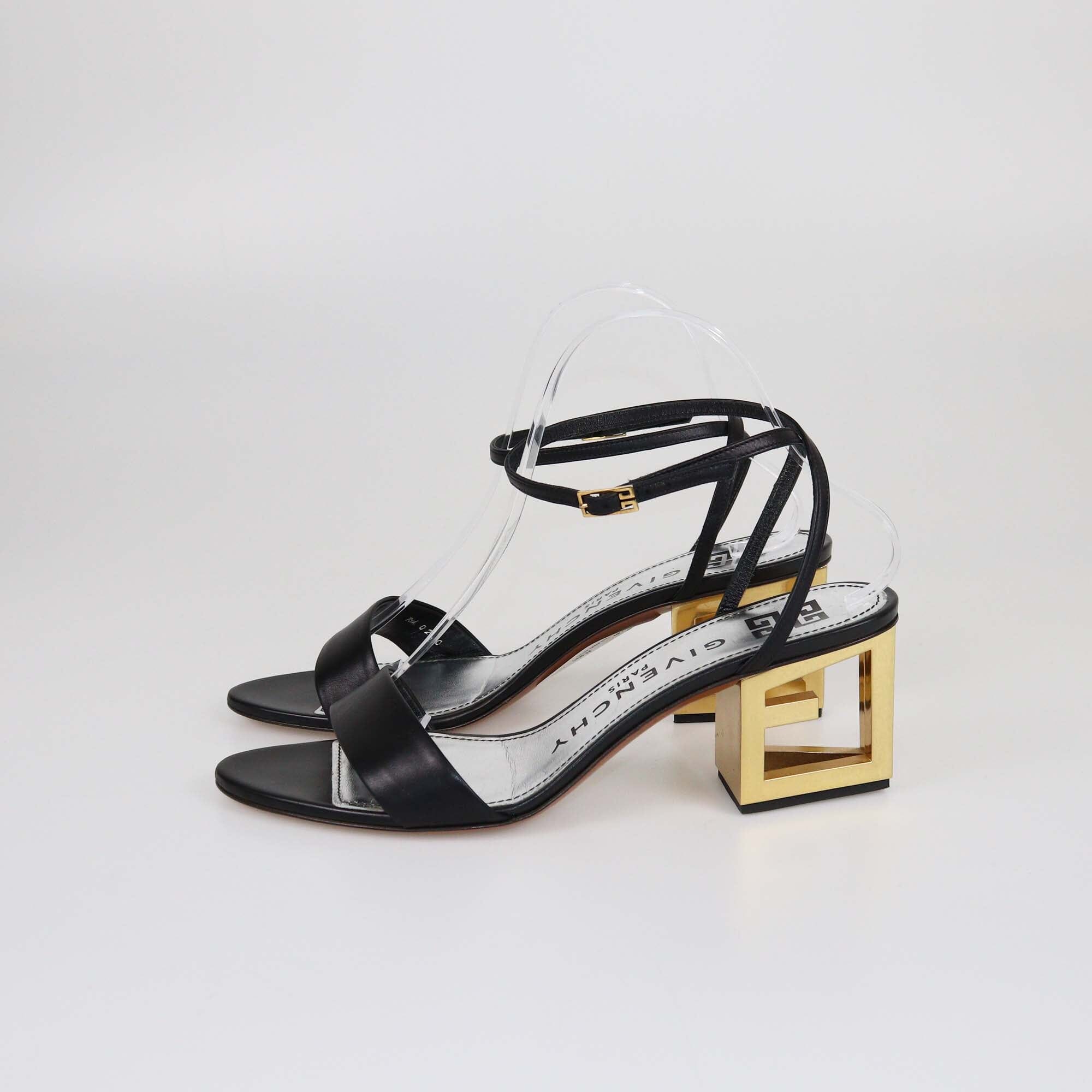 Givenchy Black G Heel Ankle Strap Sandals Womens Givenchy 