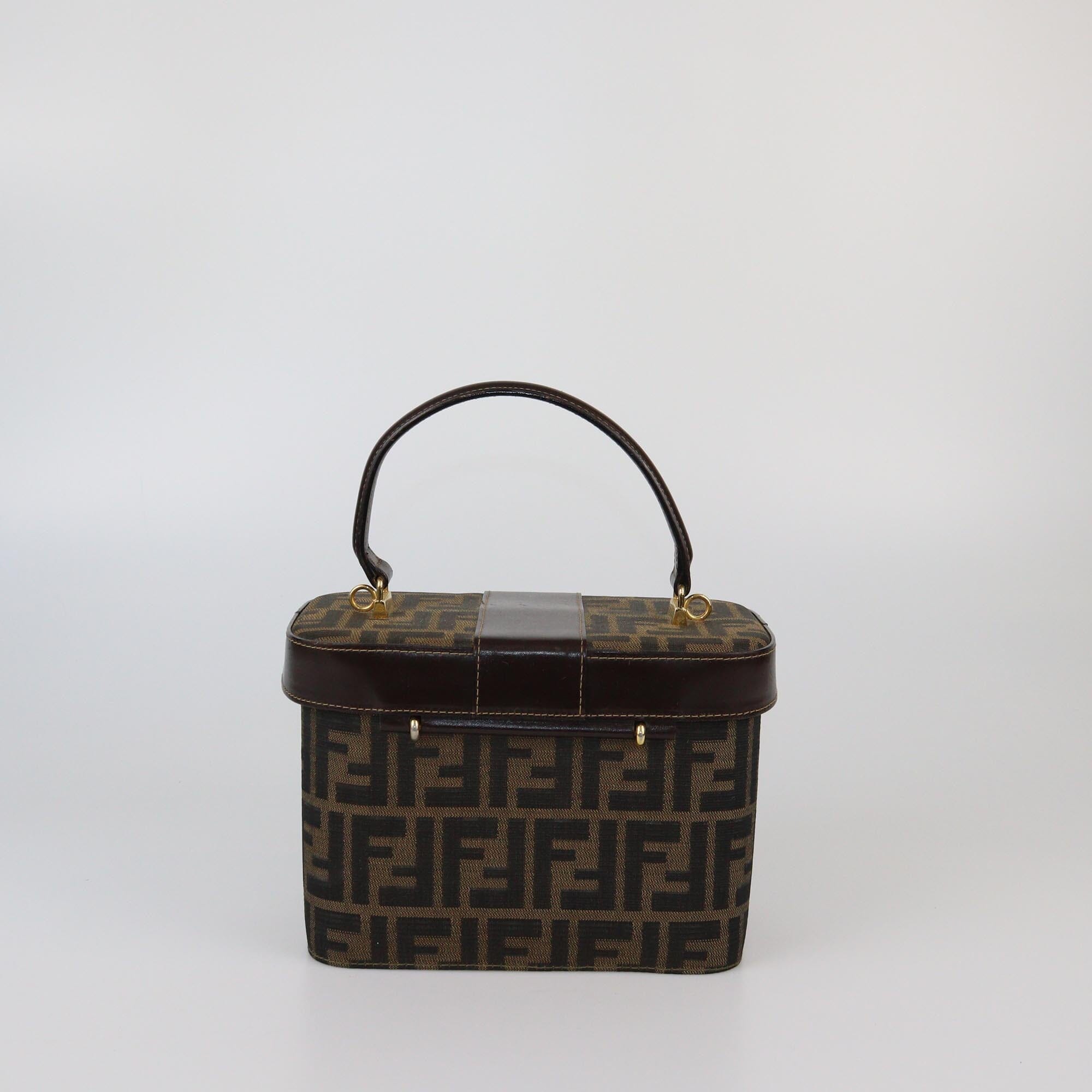 Fendi Brown Zucca Canvas Vanity Bag Womens Fendi 