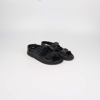 Chanel Black Quilted Leather Dad Sandals