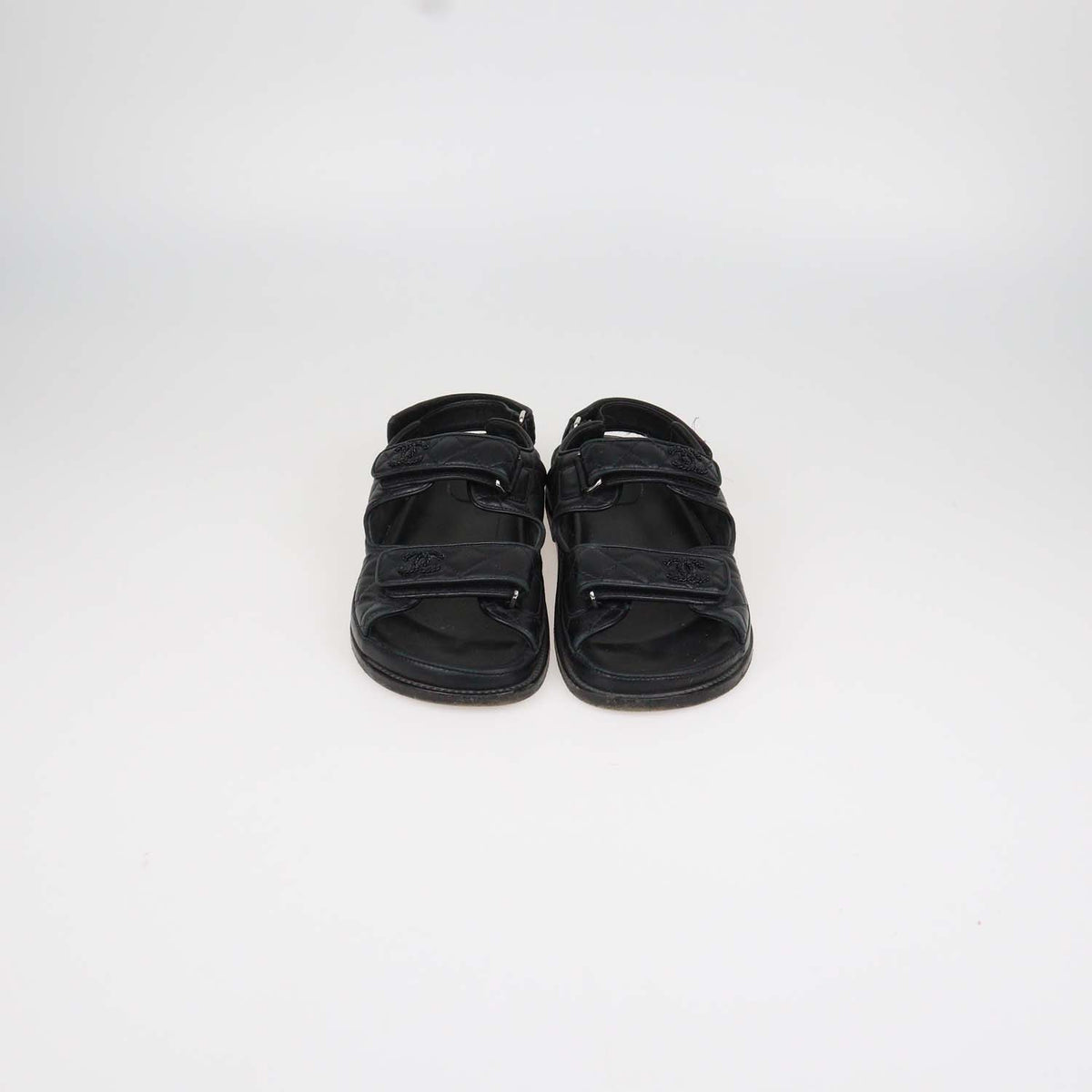 Chanel Black Quilted Leather Dad Sandals