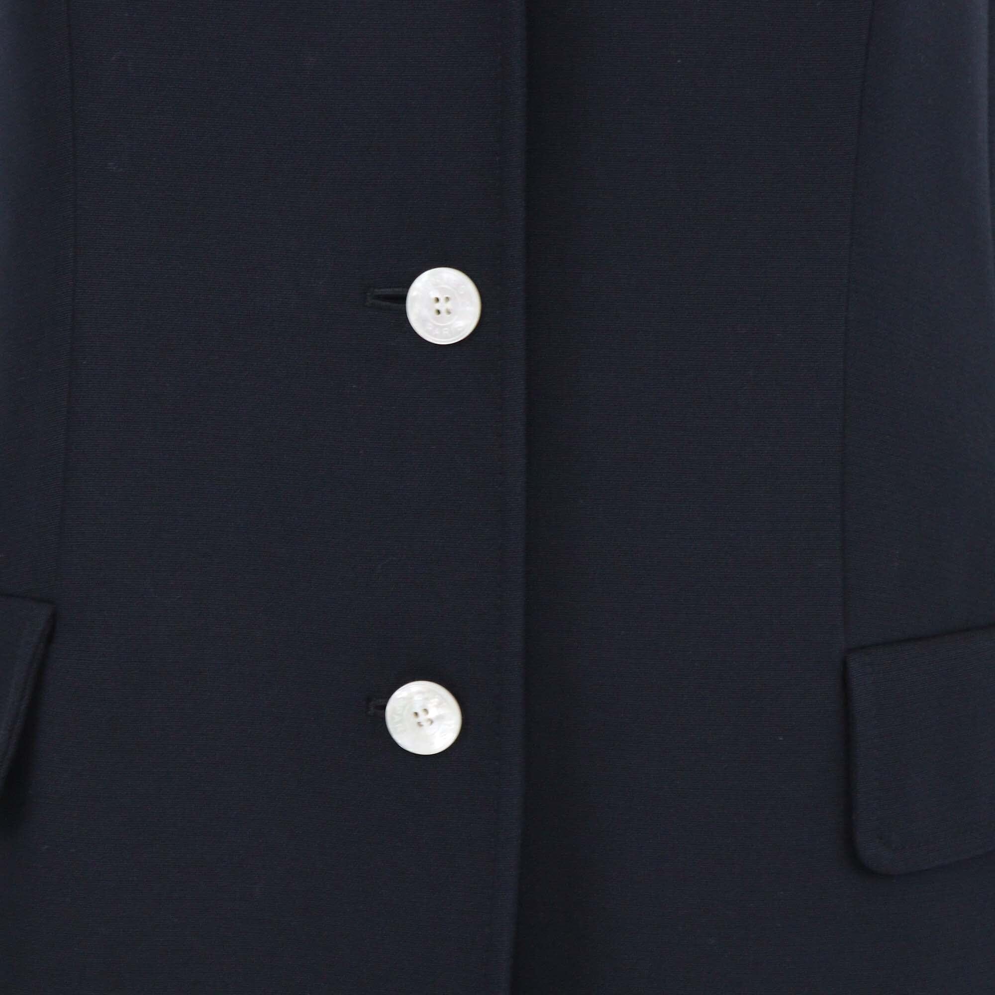 Hermes Navy Blue Sleeveless Coat Cotton Dress Womens Hermes 