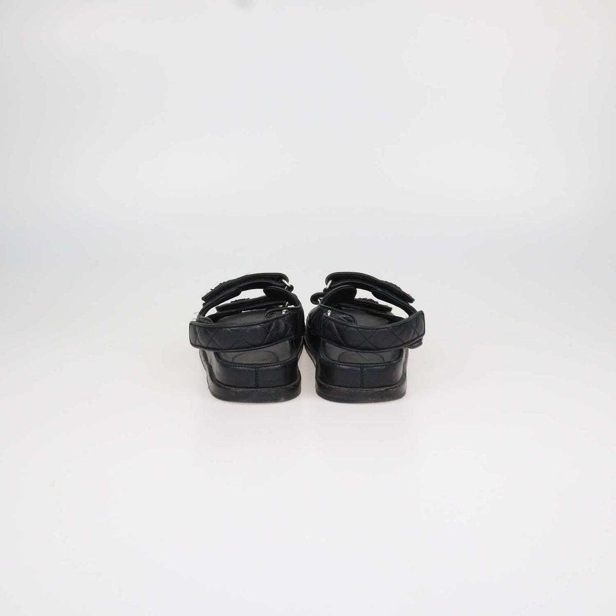 Chanel Black Quilted Leather Dad Sandals