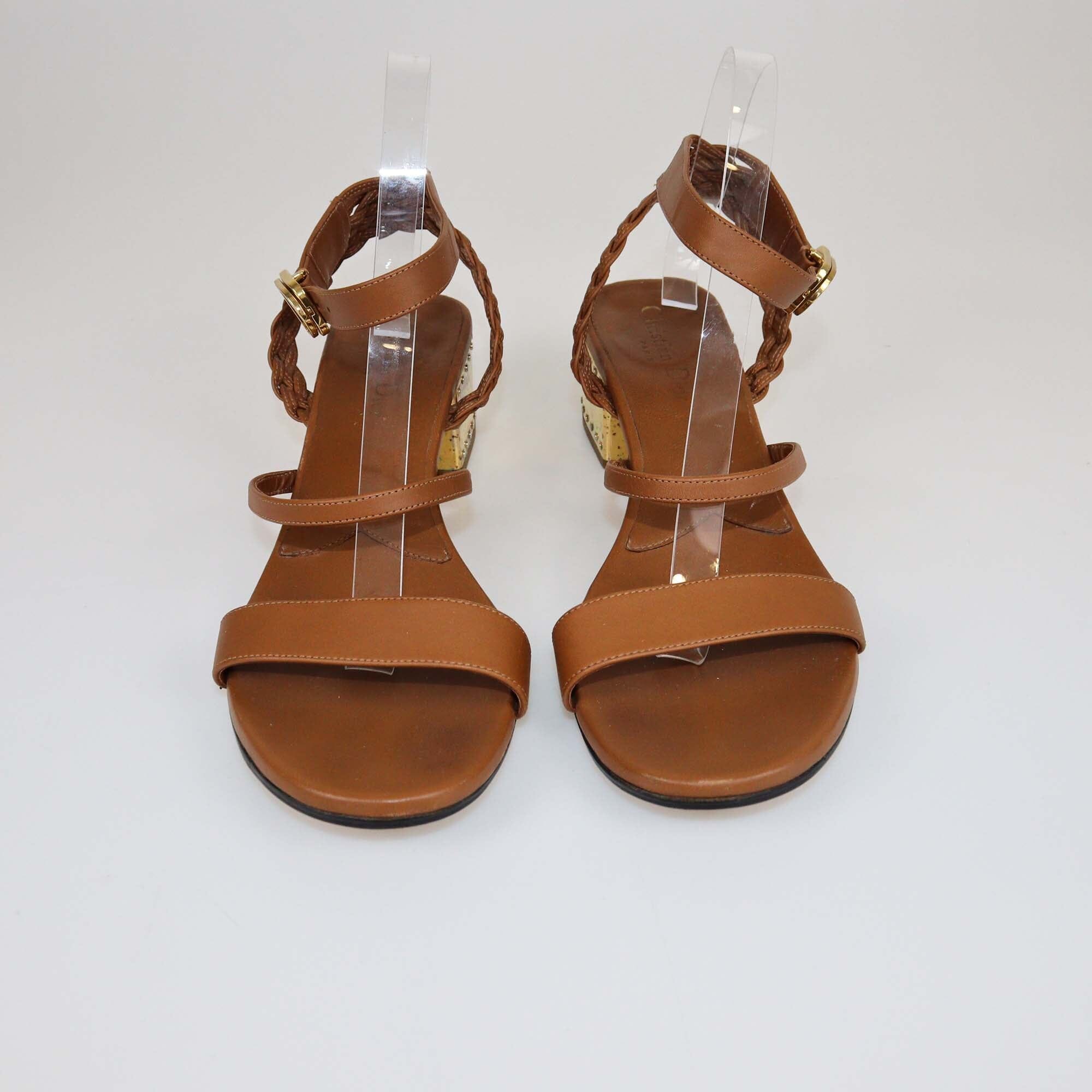 Dior Brown Egee Ankle Strap Sandals Womens Christian Dior 