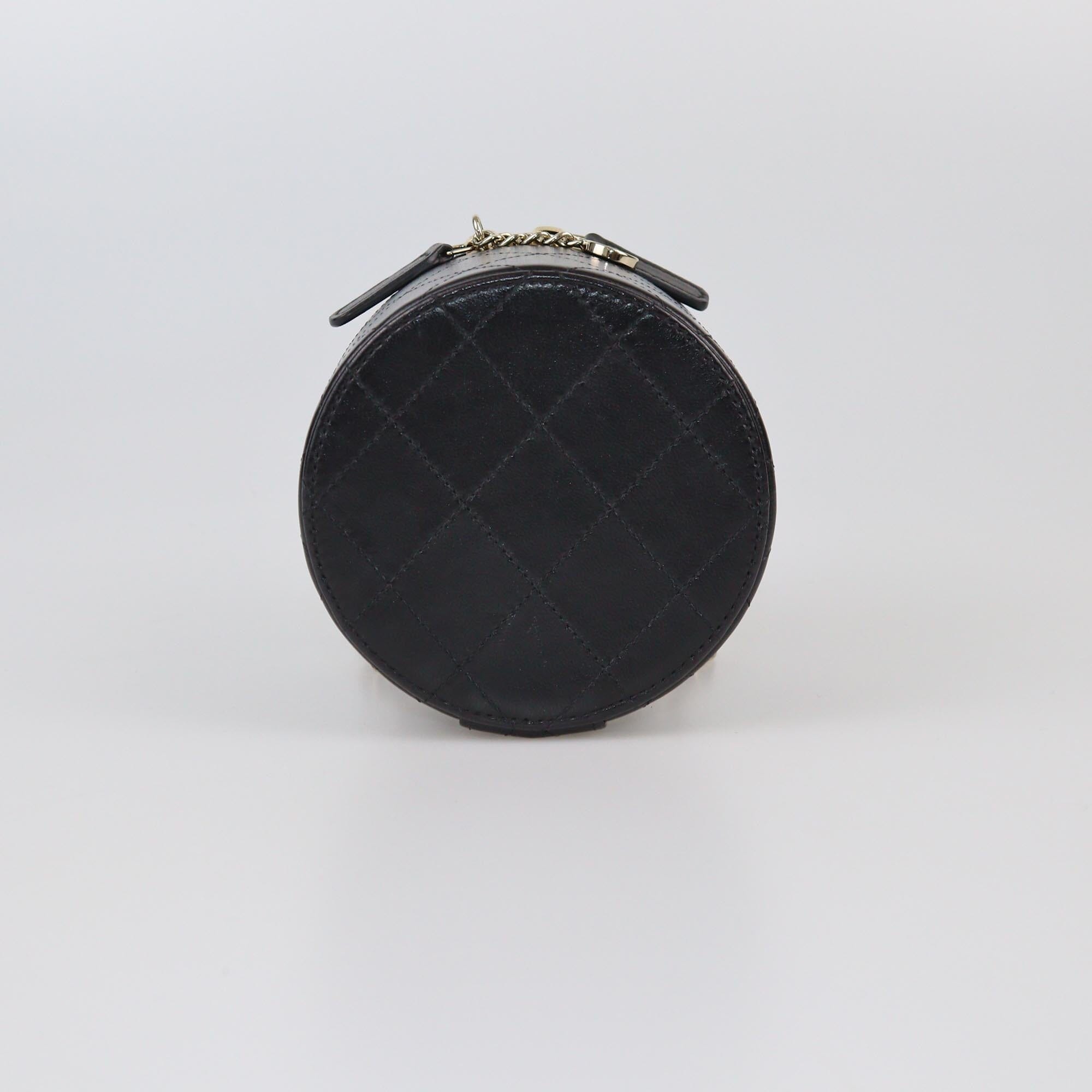 Chanel Black Mini CC Round Chain Vanity Bag Womens Chanel 