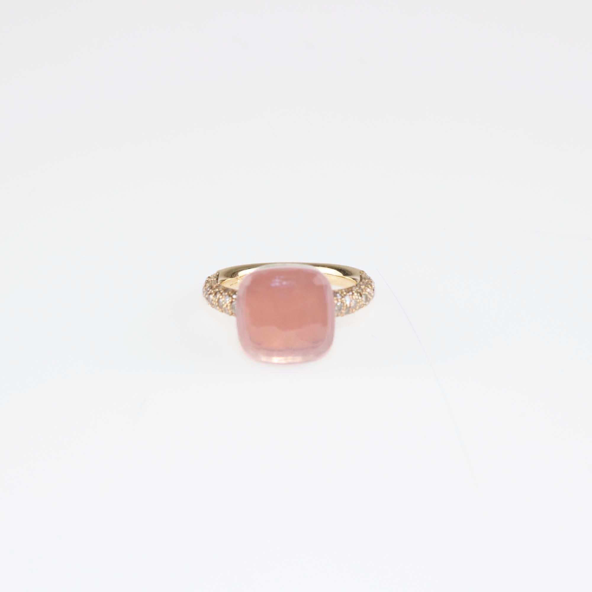 Pomellato Nudo Mxi Rose Quartz 18K Ros Gold Diamond Ring Size 54 Fine Jewellery Pomellato 