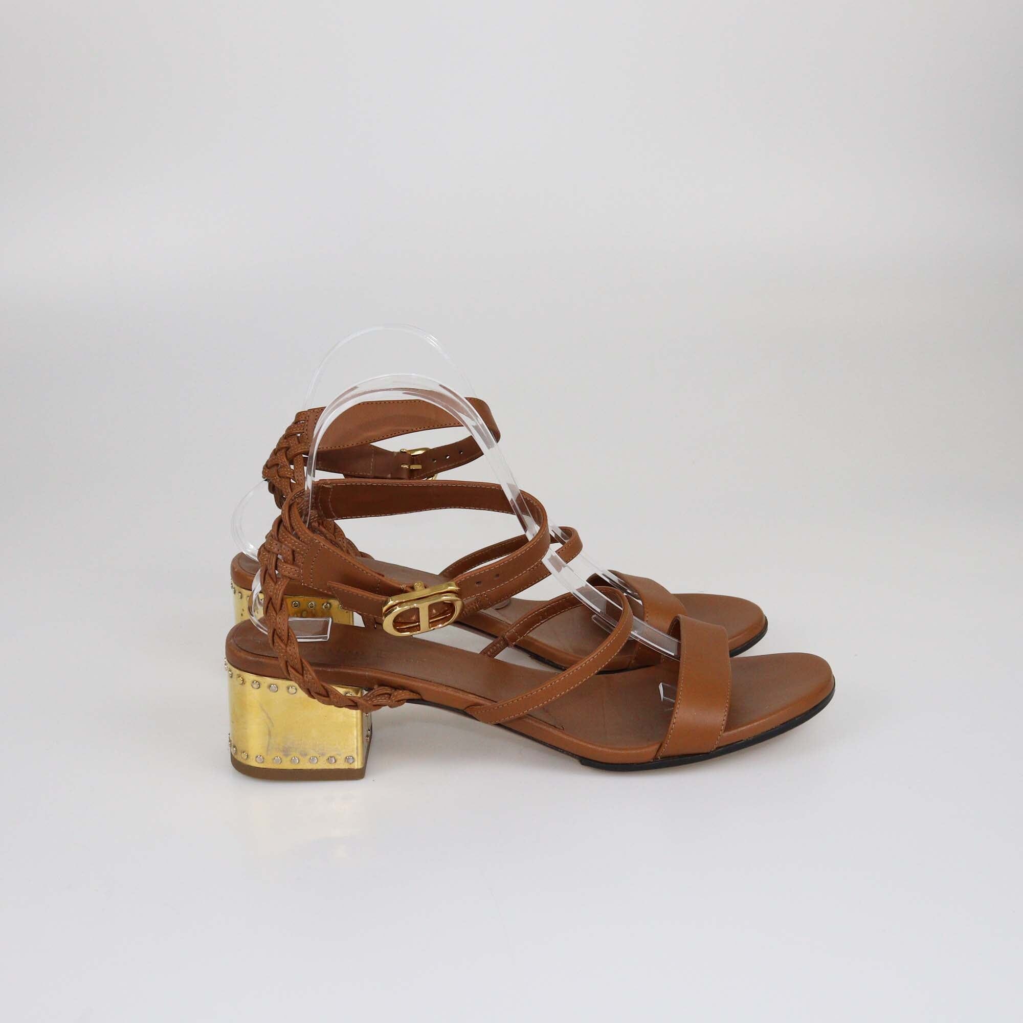 Dior Brown Egee Ankle Strap Sandals Womens Christian Dior 